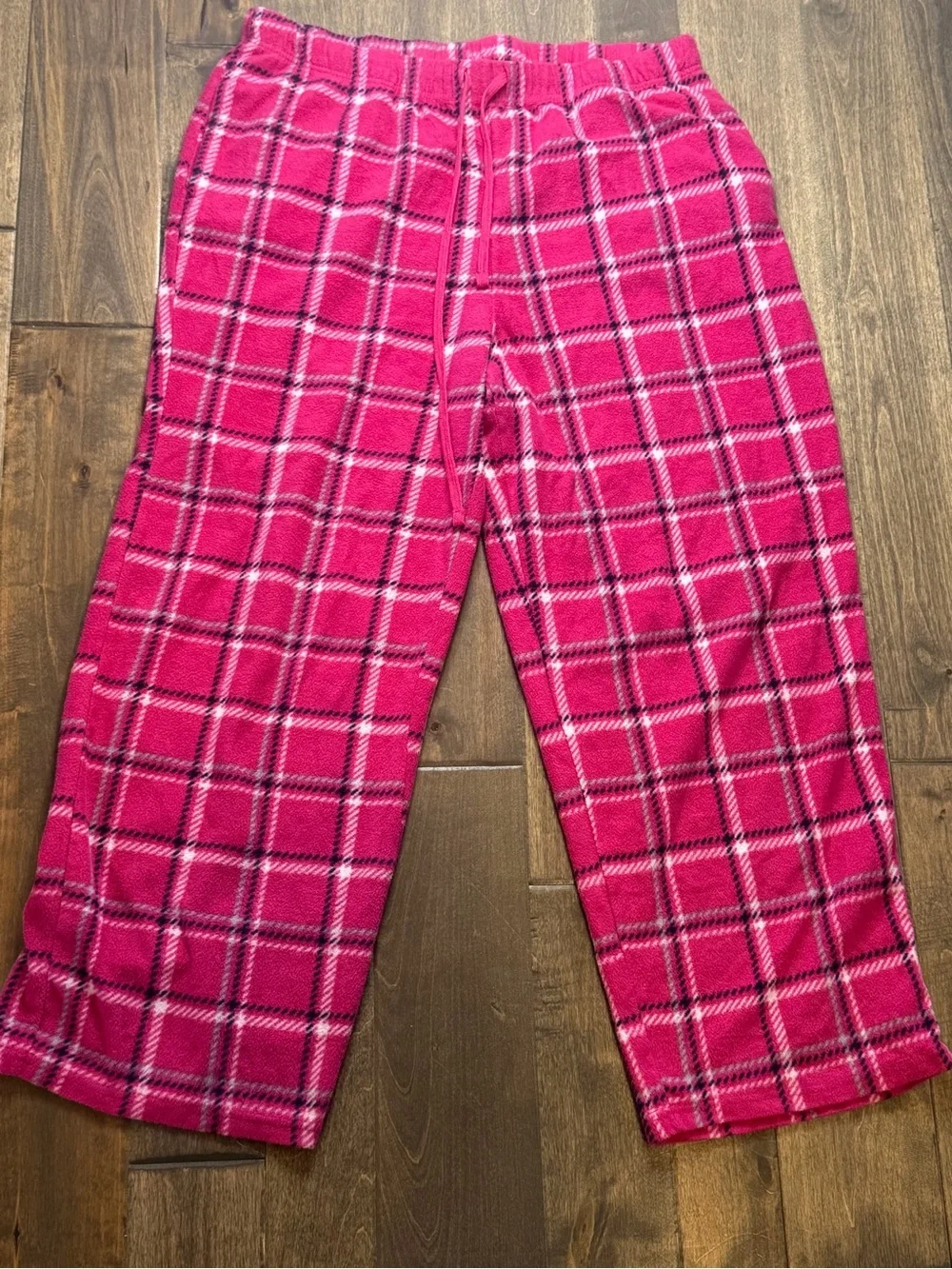 Holiday Time Pink Plaid Fleece Pajama Pants Women’s Cozy Lounge Sleepwear